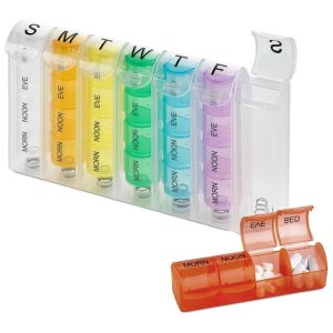 1 Hộp Đựng Thuốc Hàng Tuần Hộp Đựng Vitamin Di Động Dành Cho Du Lịch & Túi Xách Dễ Đọc Nhắc Nhở Thuốc Uống 4 Lần/ngày Từ Thứ Hai Đến Chủ Nhật