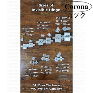 Stainless 304 Invisible Hinge for 25-30mm Thickness Door (1 pair)