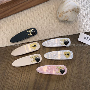 Golden Heart Letter Pink Acetate Duckbill Hair Clip Sweet Versatile Side Tail Female Style Family Personal Care Tools