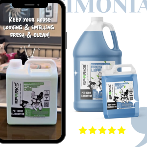 Sparks FRESH LEAF Pet Odor Eliminator 1L/1G – Vet Approved Dog Cat Urine Poop Odor Enzyme Cleaner