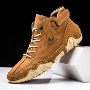 New 2024 Handmade Men Boots Man Outdoor Casual Leather Shoes Design Sneakers Men Shoes Ankle Boots Man sneakers