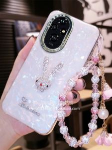 Ultra-Thin Diamond-Encrusted Rabbit-Ear Phone Case for Huawei Honor 200 pro Womens Style Full-Lens Protection Creative Design