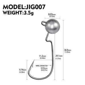 10Pcs Jigging Metal Head Fishhooks 3.5/5/7/10g Weights Wide Crank Offset Fishing Hooks Soft Lure Jigs Barbed Bass Fishing Tackle