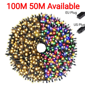 100M 50M LED String Lights Fairy Lamp 8 Modes For Outdoor Yard Garden Lawn Christmas Halloween Wedding New Year Festival Decor