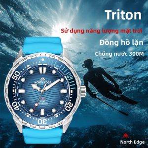 Đồng Hồ Lặn Năng Lượng Mặt Trời NORTH EDGE TRITON Vỏ Thép Không Gỉ 316L Chống Nước 300M Đồng Hồ Đeo Tay Quartz Cao Cấp Dành Cho Nam