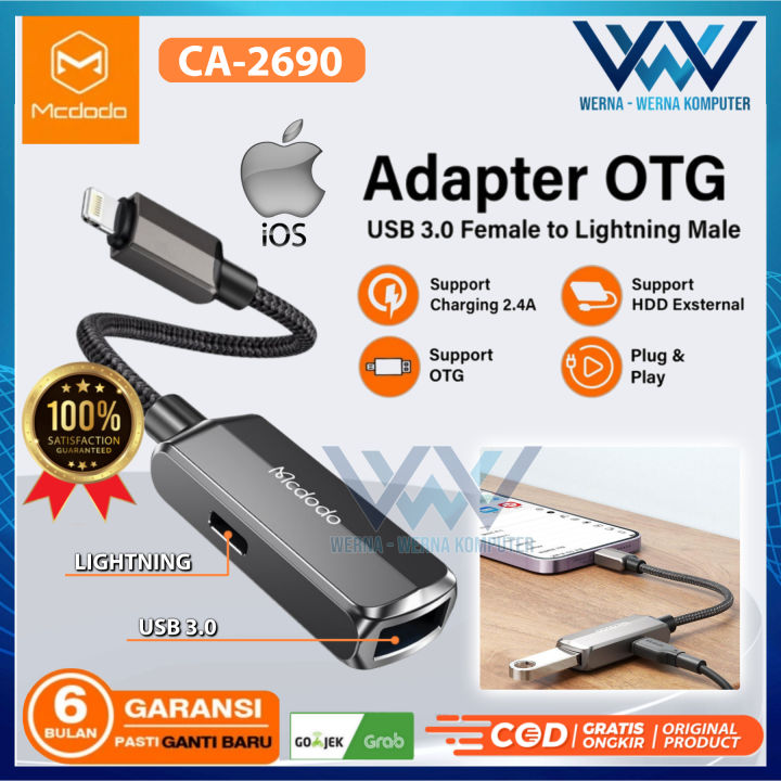 MCDODO Adapter OTG iPhone Apple Lightning to USB Kabel