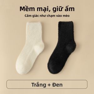 JIAZINI | Tất ấm dày lông cáo dài đến bắp chân cho nữ Tất ngủ Tất đi trong nhà Tất mùa đông Tất ấm áp ngọt ngào Ganzhi