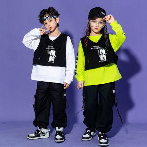 ชุดสตรีทแดนซ์สำหรับเด็กชุดการแสดงฮิปฮอปสุดหล่อสำหรับเด็กผู้ชายในวันปีใหม่ชุดซ้อมเต้นแจ๊สใส่ช่วงฤดูใบไม้ผลิและฤดูใบไม้ร่วงสำหรับเด็กหญิงชุดกลองชุด