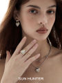 Double Layer Abalone Heart Shape Necklace Women's Fashion Jewelry SUN HUNTER Original Design Luxury Spring Summer Sweater Chain. 