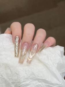 High Quality Long-lasting White Enhancing Mirror Powder Handmade Wearable Nail Art Cat Eye Design Detachable Pure Handmade