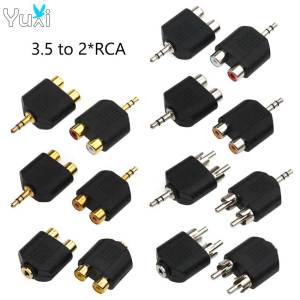 YuXi 1 Piece 3.5mm Audio Stereo Jack To 2 RCA Male To Female Connector Adapter Y Splitter Converter