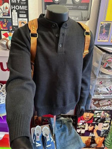 เสื้อสเวตเตอร์คอฮันนาลีสีดำสไตล์อเมริกันสำหรับผู้ชาย เสื้อชั้นในฤดูหนาวแบบลำลอง สเวตเตอร์ถักเนื้อคุณภาพสูง Cleanfit