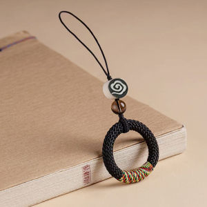 Dây Đeo Điện Thoại Dệt Tay Phong Cách Trung Hoa Với Họa Tiết Đám Mây Móc Khóa Ngón Tay Mặt Dây Chuyền