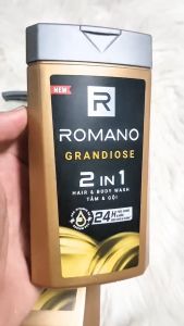Combo Tắm Gội 2in1 Romano Grandiose 180g + Lăn Khử Mùi 50ml – Hương Nước Hoa Nam Tính Dưỡng Body Chuẩn Quý Ông