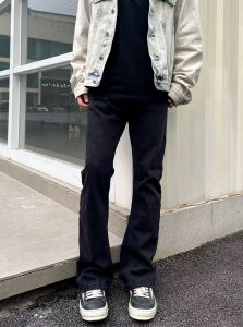High Street Vintage Silm Slimming Jeans Mens Spring/Summer Trendy American Retro Pure Black Bootcut Pants