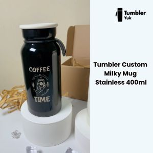 Tumbler Custom Milky Mug Stainless 400ml Kopi Cangkir Botol Minum Tahan Panas Dingin Grafir Insulated BPA Free