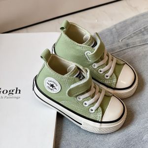 High Top Canvas Sneakers Childrens Casual Sports Shoes Soft Bottom Girls Shoes Boys Board Shoes Spring 2024 New Style