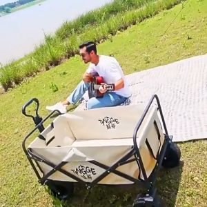 【24H Ship】Outdoor Utility Wagon trolley Carts Folding Beach Garden Camping Shopping Cart storage trunks Garden Carts Outdoor Tool Truck COD
