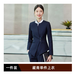 ชุดทำงานต้อนรับโรงแรมมีออร่าสไตล์จีนแบบใหม่ชุดยูนิฟอร์มพนักงานร้านอาหารแขนยาวสำหรับฤดูใบไม้ร่วงและฤดูหนาว