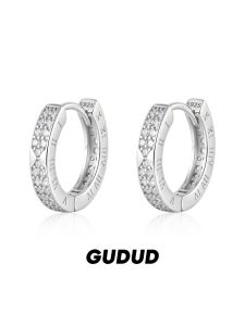 GUDUD | Glittering Roman Numerals Stylish Minimalist Pure Silver Earrings