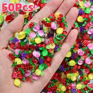 50Pcs 3D Summer Fruits Nail Charms Mini Resin Watermelon/Cherry/Strawberry/Lemon/Apple Nail Art Decorations DIY Manicure Parts &