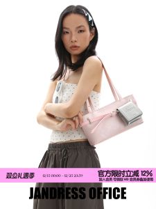 Original Design Commuter Belt Decorated Single Shoulder Bag Ballet Pink French Bread Bag Fashionable Trendy Polyester Lining