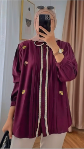 Natasya Blouse Atasan Kemeja Bordir Wanita Linen Premium Terbaru