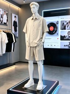 OUMULONG | Summer Retro Style Linen Set Men Short Sleeve Shirt Shorts