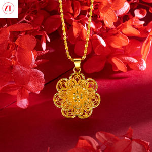 XT đồ trang sức Hàn Quốc 24k Hoa lớn mặt dây chuyền 916 mạ vàng gốc