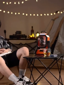 HOCO 5400mAh Outdoor Camping Cold Fan USB Rechargeable Portable Air Circulators Wireless Fans 270 ° Head Up and Down Rotation Tent Fan with Hook风扇灯充电宝三合一