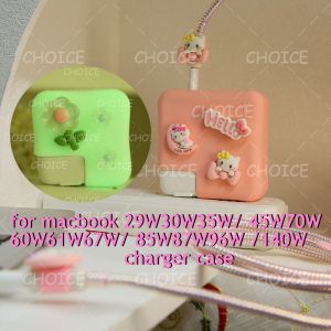 Cho por 16 Ốp Silicone hoạt hình Sạc Bảo Vệ Tương Thích Cho New Macbook Air29w A2179 A2337 30W 35W M1 Pro13 Pro 14-67W 16-96W/140W M2 2021 Pro 13 61W (2.8M bảo vệ cáp) [cchoice]