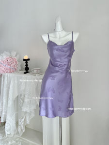 Roseberrrry พิมพ์ผีเสื้อ ชุดนอน เซ็กซี่ พรางหุ่น สายคล้อง Nightgown ผู้หญิง เสื้อผ้าบ้าน สบาย สไตล์ปรารถนาอันบริสุทธิ์ตลอดทั้งปี