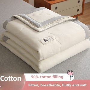 Pure Cotton Air Conditioner Quilt Spring Autumn Style Washable Student Thin Quilt Lightweight Breathable Comforter Cover Included
