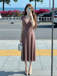 Ge·an·fei | French Elegant V-Neck Simple Stylish High Waist Dress