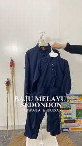 New Design 2025 Baju Melayu Dewasa & Budak Slim Fit Cotton Navy Blue Maroon Mustard Dark Grey Emerald Green Sedondon - PG1