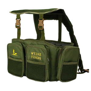 WEIHE 317#Carp Sea Fishing Green Harness Bag Pack Rucksack Converter Pocket for All Seat Box Tackle Boxes Two-Layer