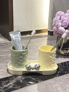 Bathroom Organizer Rack Toothbrush Holder Sink Cup Set Nordic Style Colorful Toothpaste Cup Storage Shelf for Everyone