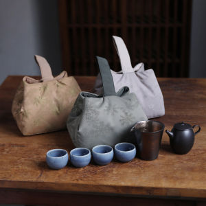 Travel Portable Tea Set Storage Bag Embroidered Six Cups One Pot Tea Tool Bag Carry-On Tea Ceremony Bag Other Brand Tea Bag