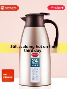 DayDays Large Capacity Thermal Pot Home Use Hot Water Bottle European Style High Borosilicate Glass for Office Keeping Warm 12-24hrs