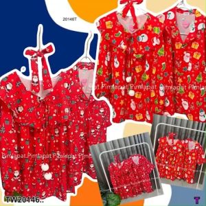 B20146 Set 3 ชิ้น เสื้อเชิ้ต + มินิเดรส กับสายผูกโบว์ ตรีมคริสมาสต์ .Set 3 ชิ้น เสื้อเชิ้ต + มินิเดรส กับสายผูกโบว์ ตรีมคริสมาสต์ .