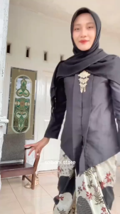 Kabaya Kartini Modern Atasan Polos Lengan Panjang Kain Katun Mikro Premium