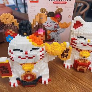 Mini Block 1152 -1722 Pcs Fortune Cat Lucky Cat God of Wealth Building Blocks Chinese New Year Decoration Highly Restored Model DIY Toys Gifts