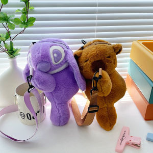 Cute Plush Doll Single Shoulder Bag Womens Versatile Double Shoulder Bag Girls Doll Machine Gift Bag Cartoon Style