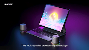 Momax BS9 1-Vibe Mood Magnetic Wireless Speaker | Phone Stand w RGB Light | IPX7 Waterproof Bluetooth TWS Mini Speaker