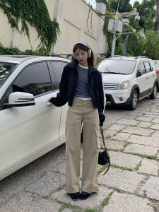 DRIZZLE American Khaki Work Trousers Women Spring Autumn 2025 New Casual Pants Multiple Pockets Straight Leg Wide Leg Trousers