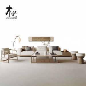 Song Style Aesthetic Solid Wood Sofa Combination Zen Style Club Hotel Home Living Room Sofa Artistic Comfortable Memory Foam