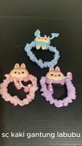 STIPA Ikat Rambut Scrunchie Motif Karakter Labubu Kaki Gantung Jurai Kuncir Kunciran Karet Skranci Hair Band Elastis Accessories LZ