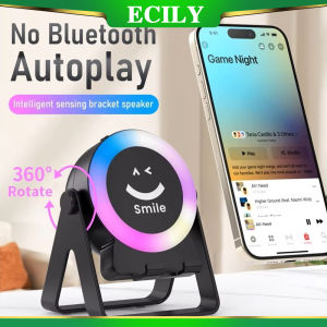 New Cell Phone Holder Stand With Bluetooth 4 IN 1 Wireless Induction Audio Speaker 360° Rotation Stand with LED E-sports Re-chargeable Ambient Breathing Lights And Outdoor Colored Lights ECILY