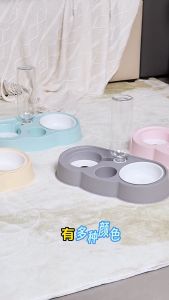 3 in 1 Cat Bowl With Waterer Double Bowl Drinking Automatic Water Feeder Small Cloud Pets Dog Cat Food Bowl