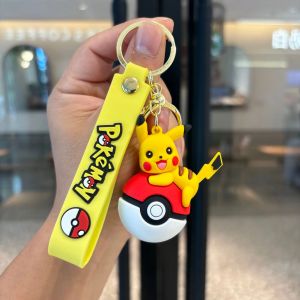 Bandai | Pokémon Poké Ball Keychain Set Anime Collectible Pikachu Eevee Charmander Figure Keychain Key Ring for Bag Backpack Gift